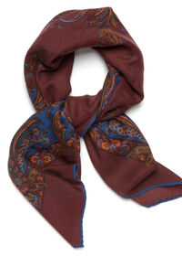Paul Stuart Paisley Bordered Cashmere and Silk Scarf, thumbnail 1
