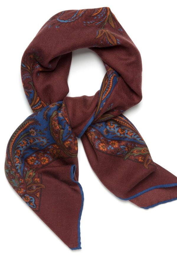 Paul Stuart Paisley Bordered Cashmere and Silk Scarf, image 1