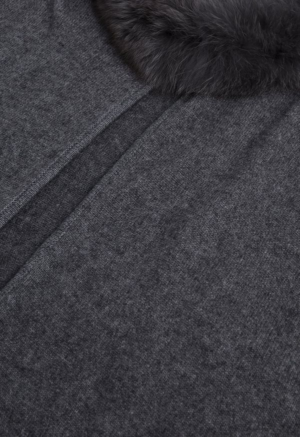 Paul Stuart Grey Cape with Fur Trim, image 2