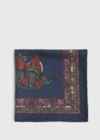 Paul Stuart Armed Fox Print Wool Pocket Square, thumbnail 2