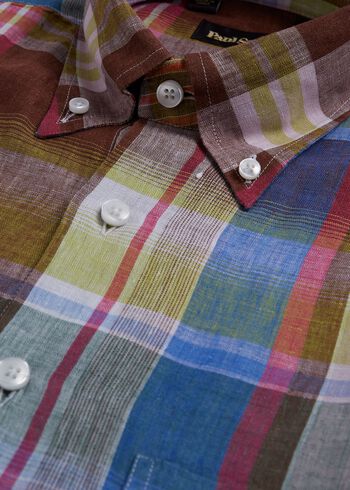 Paul Stuart Linen Plaid Sport Shirt