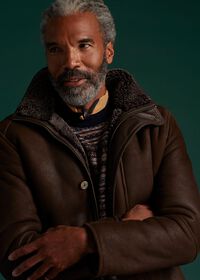 Paul Stuart Funnel Neck Shearling Jacket, thumbnail 2