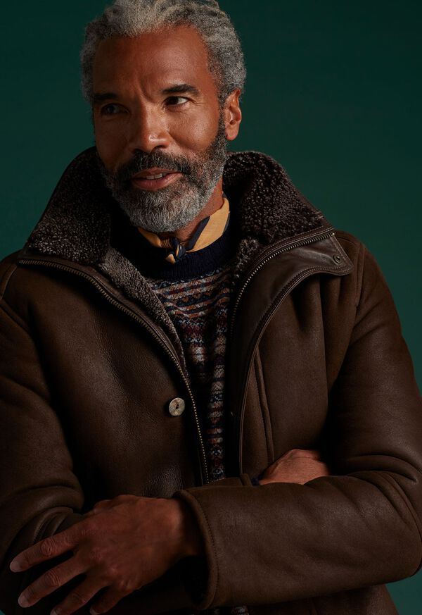 Paul Stuart Funnel Neck Shearling Jacket, image 2