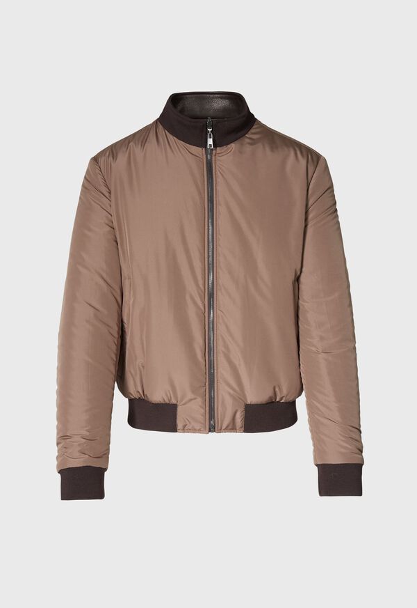 Paul Stuart Leather and Nylon Reversible Bomber Jacket, image 2