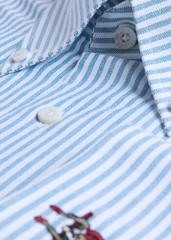 Paul Stuart Striped Oxford Logo Sport Shirt