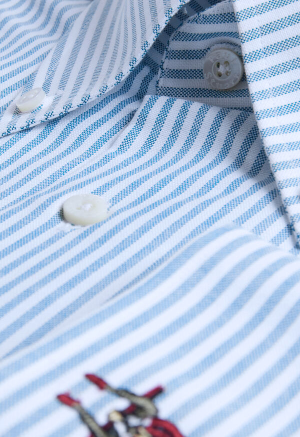 Paul Stuart Striped Oxford Logo Sport Shirt, image 2