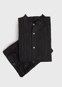 Paul Stuart Black Linen Pleated Pull Over Lounge Set, thumbnail 1