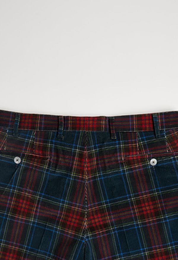 Paul Stuart Green Multi Printed Plaid Corduroy Pant, image 4