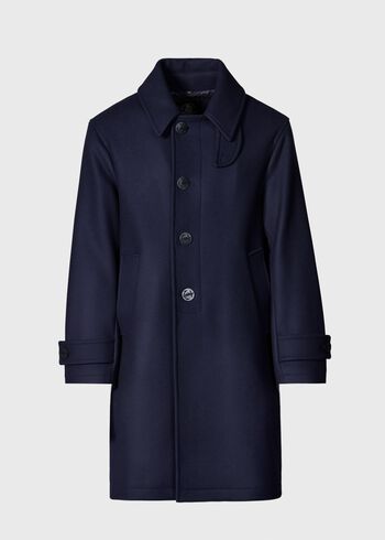 Paul Stuart Navy Wool Mid-Length Coat