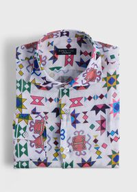 Paul Stuart Geometric Printed Linen Shirt, thumbnail 1