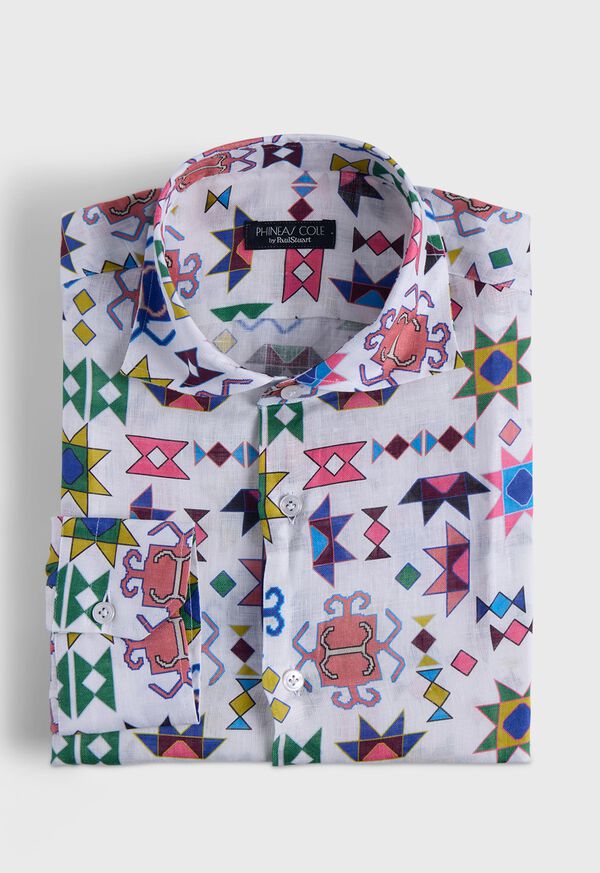 Paul Stuart Geometric Printed Linen Shirt, image 1