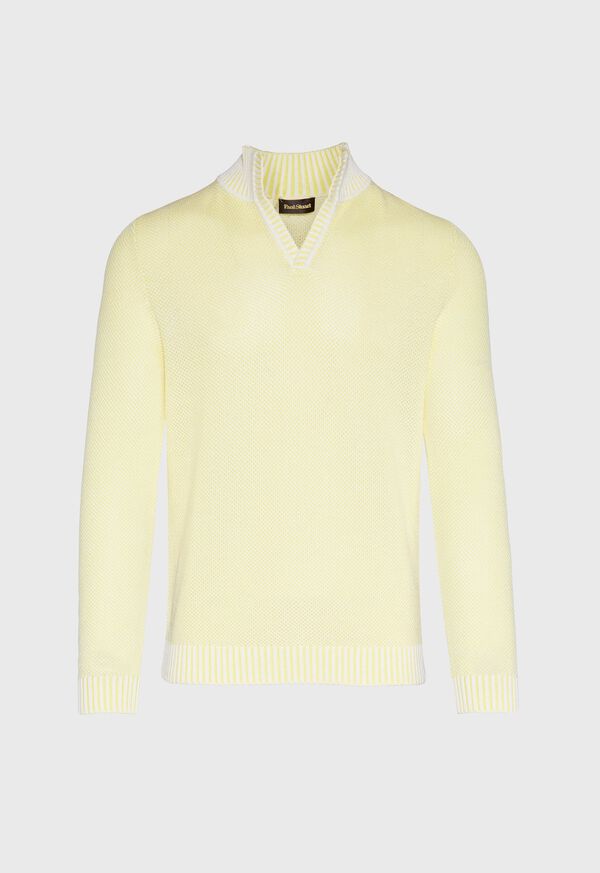 Paul Stuart Cotton Open Collar Birdseye Stitch Sweater, image 3