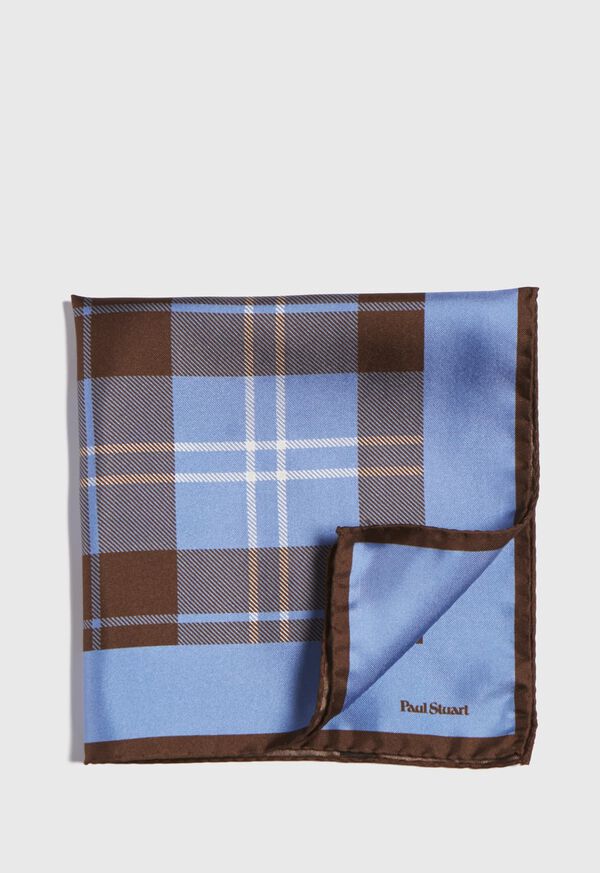 Paul Stuart Plaid Pocket Square With Contrast Border, image 1