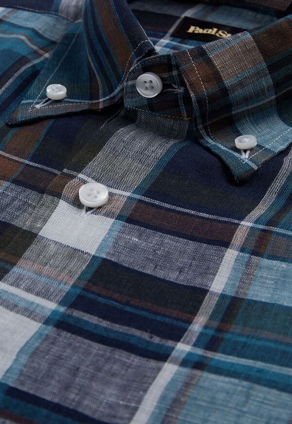 Paul Stuart Linen Plaid Sport Shirt, image 2