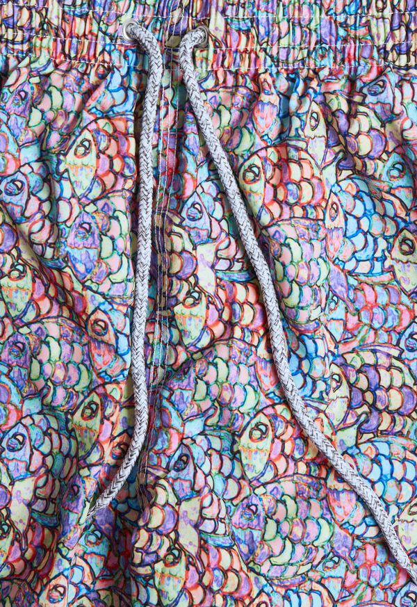Paul Stuart Mosaic Fish Print Swim Trunk, image 2