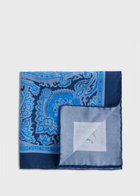 Paul Stuart Printed Habotai Silk Paisley Pocket Square, thumbnail 1