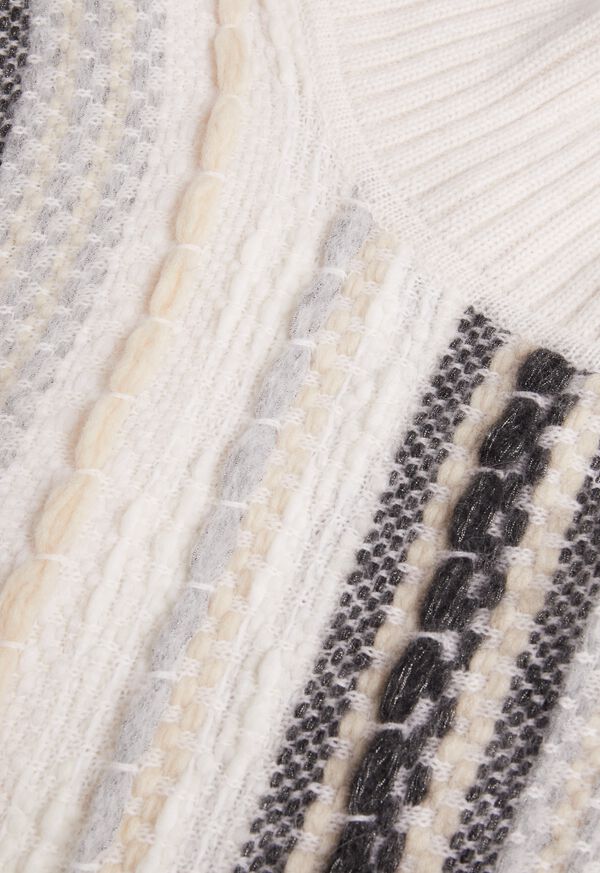 Paul Stuart Knit Jacquard Poncho with Fringe, image 2