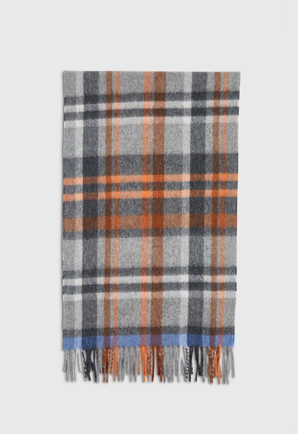 Paul Stuart Green and Rust Plaid Scarf, image 3