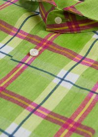 Paul Stuart Lime Green Plaid Shirt, thumbnail 2
