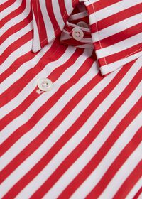 Paul Stuart Red and White Stripe Cotton Collared Shirt, thumbnail 3