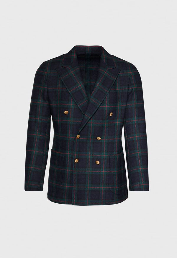 Paul Stuart Plaid Double Breasted Wool Jacket