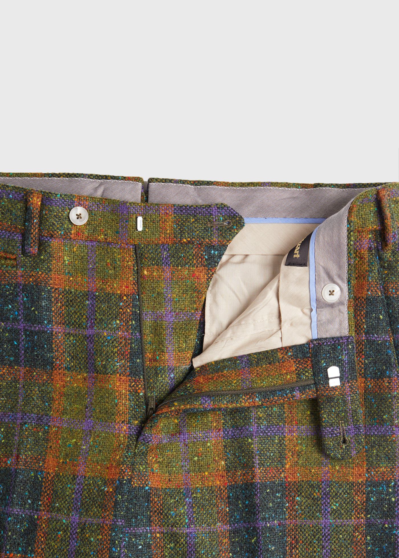 Wool Tweed Plaid Trouser