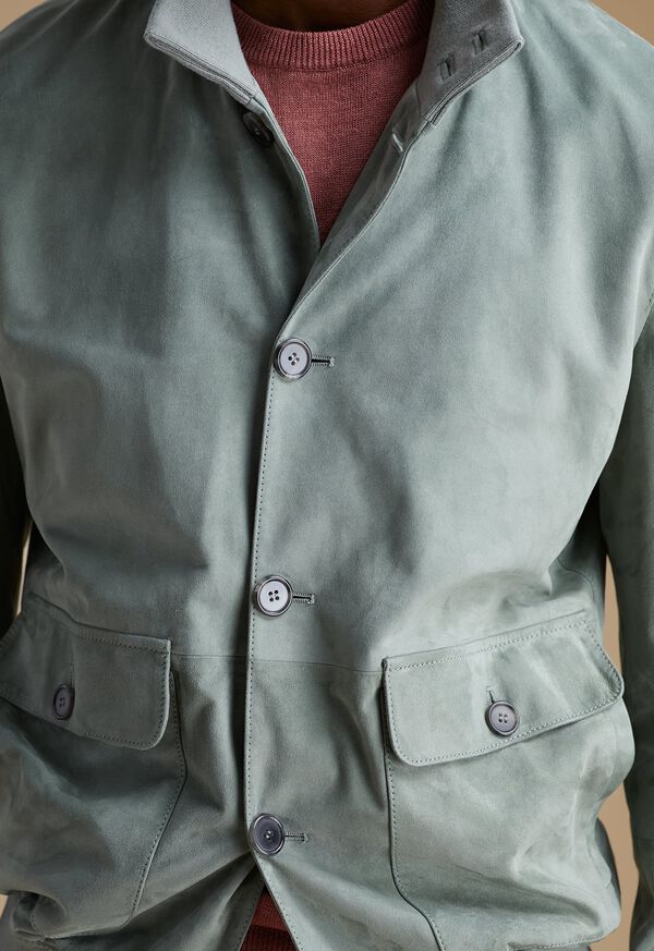 Paul Stuart Suede Green Bomber Detail, image 1