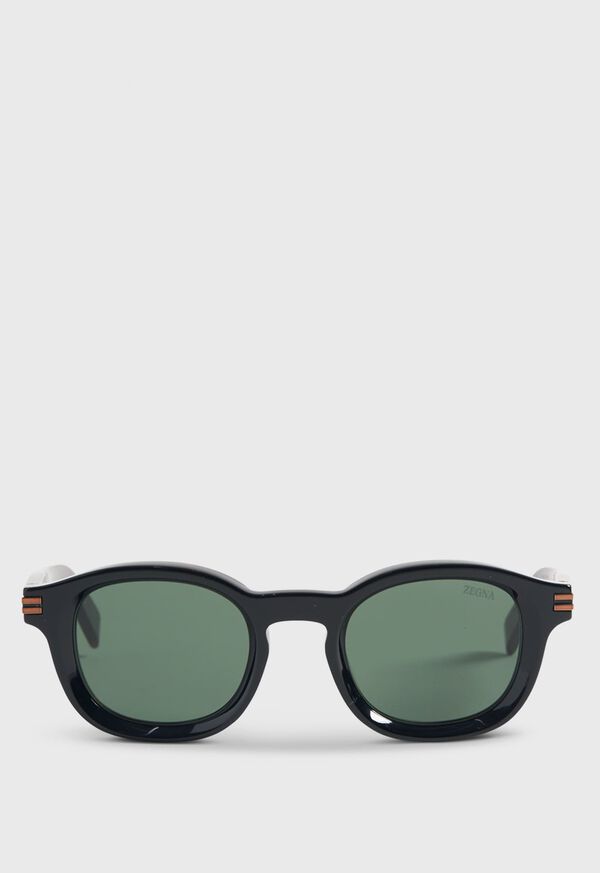 Paul Stuart Zegna Shiny Round Black Glasses, image 1