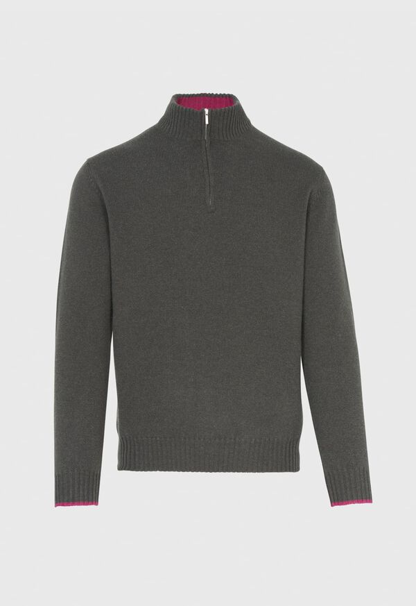 Paul Stuart Cashmere Quarter Zip Sweater with Inside Contrast, image 1