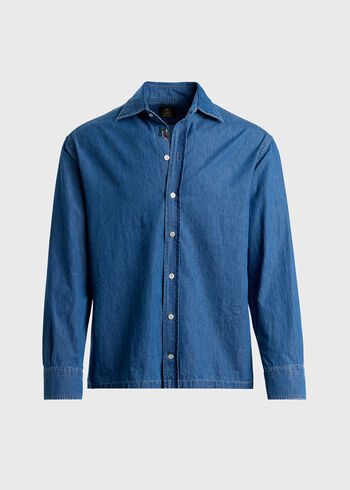 Paul Stuart Denim Shirt With Hidden Floral Embroidery