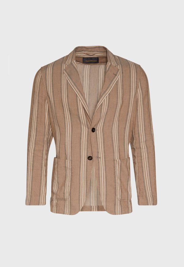 Paul Stuart Mink Linen Blend Deco Stripe Shirt Jacket