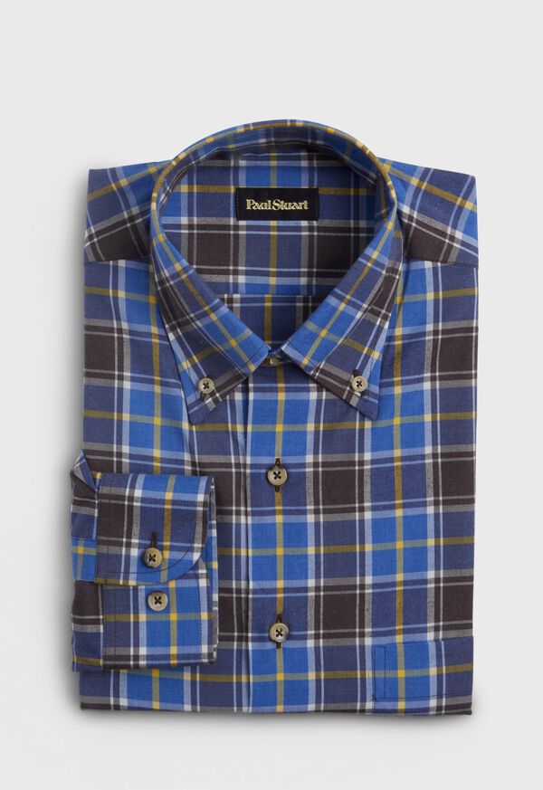 Paul Stuart Cotton Lightweight Flannel Plaid Sport Shirt, image 1