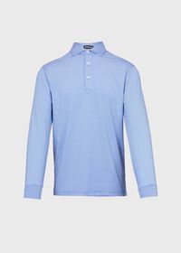 Paul Stuart Stripe on White Ground Long Sleeve Performance Polo, thumbnail 1