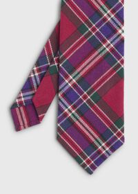 Paul Stuart Purple Tartan Wool Tie, thumbnail 1