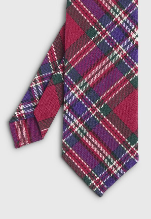 Paul Stuart Purple Tartan Wool Tie, image 1