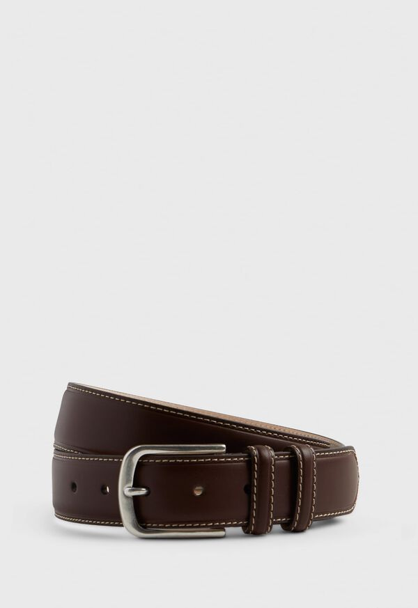 Leather Belt with Contrast Stitch