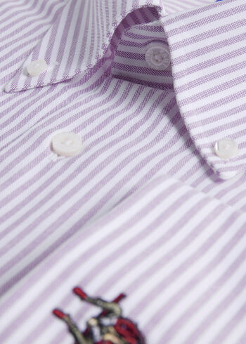 Paul Stuart Striped Oxford Logo Sport Shirt