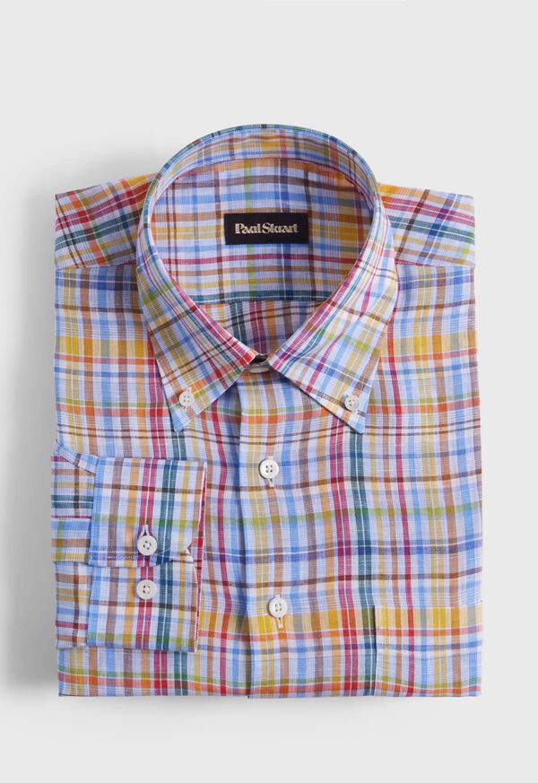Paul Stuart Linen Multicolor Plaid Sport Shirt, image 1