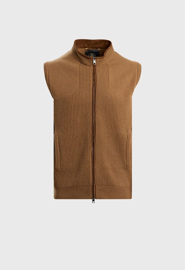 Paul Stuart Lambswool Vest with Suede Trim, image 1