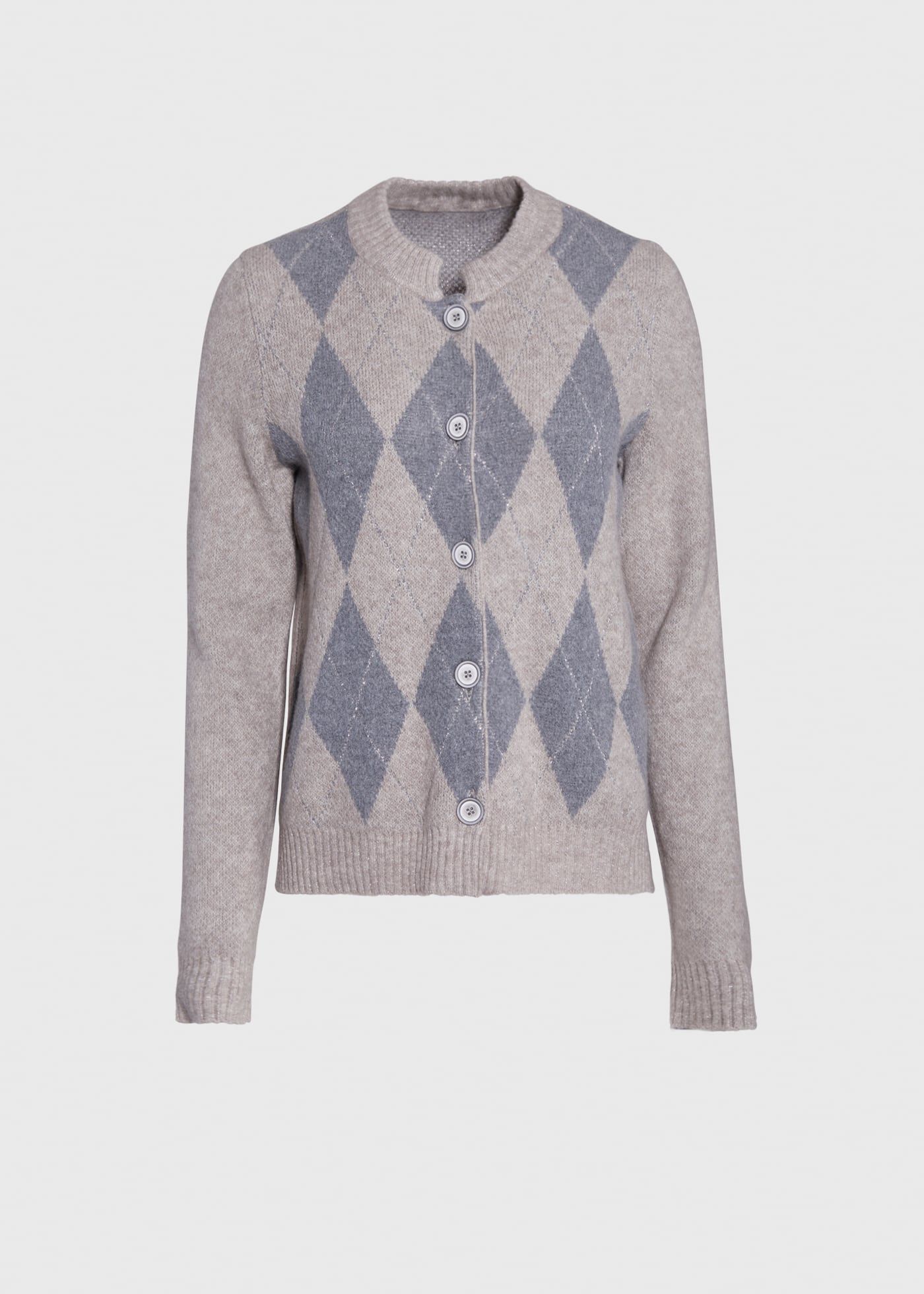 Button Front Argyle Sweater