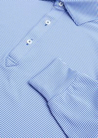 Paul Stuart Stripe on White Ground Long Sleeve Performance Polo, thumbnail 2