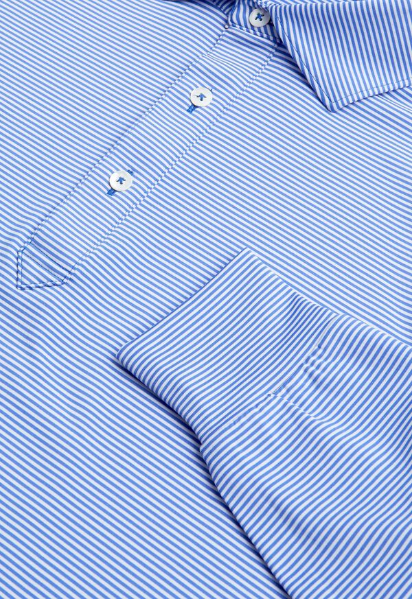 Paul Stuart Stripe on White Ground Long Sleeve Performance Polo, image 2