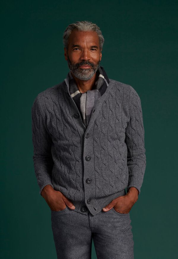 Paul Stuart Wool and Cashmere Cable Knit Cardigan, image 2