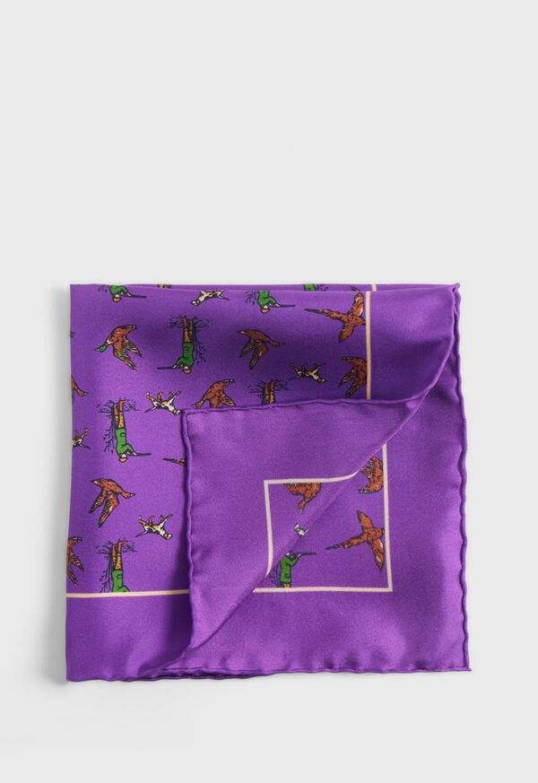 Paul Stuart Silk Hunting Scene Pocket Square, image 1