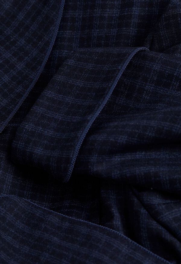 Paul Stuart Navy with Light Blue Graph Check Wool Robe, image 2