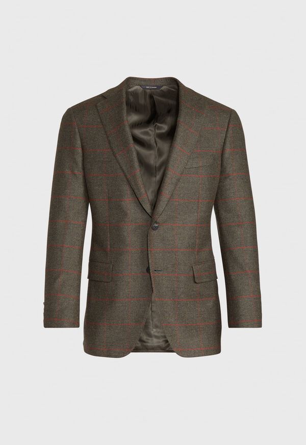 Paul Stuart Olive Windowpane Sport Jacket, image 1
