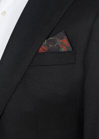 Paul Stuart Armed Fox Print Wool Pocket Square, thumbnail 4