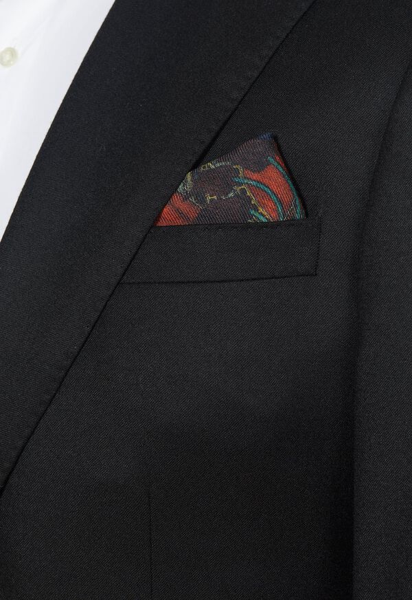 Paul Stuart Armed Fox Print Wool Pocket Square, image 4