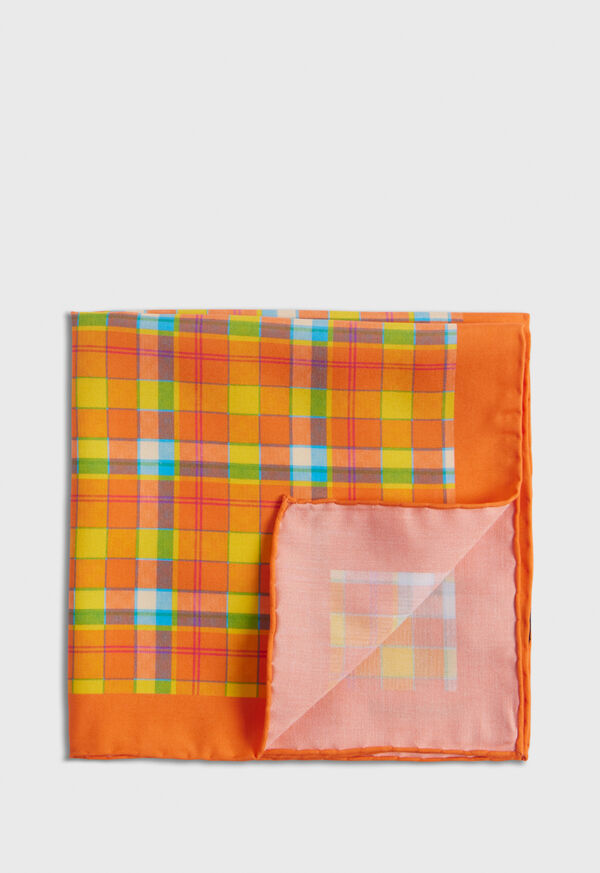 Paul Stuart Habotai Silk Plaid Pocket Square, image 1