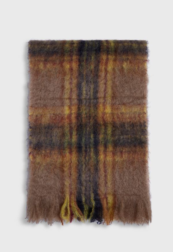 Paul Stuart Tan and Yellow Mohair Plaid Scarf, image 2